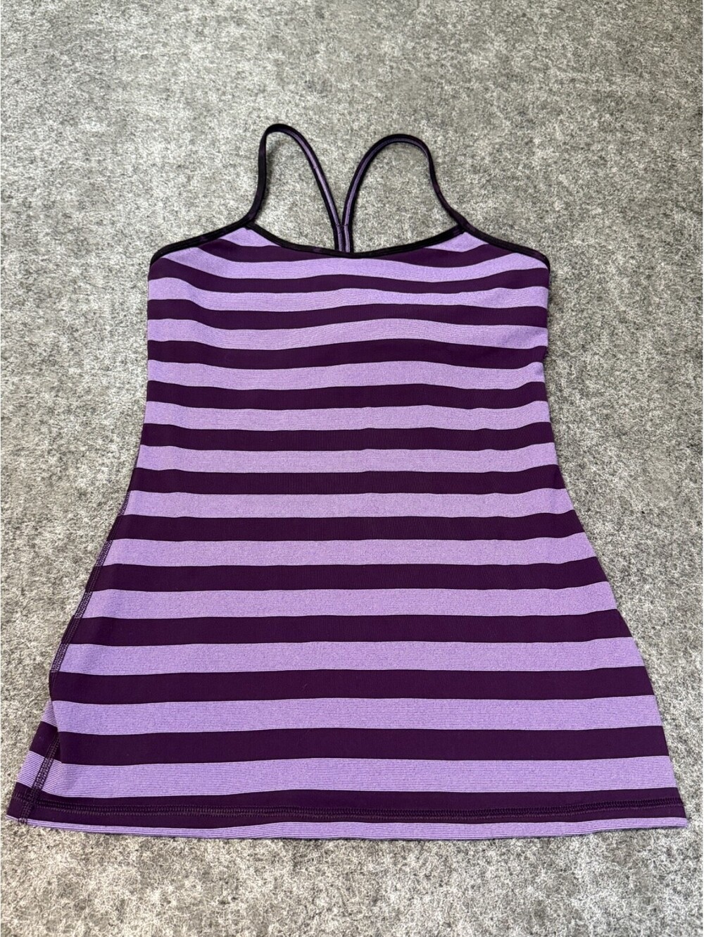 Lululemon Power Y Tank Top Women's Size 6 Purple Pink Striped Built In Bra Yoga